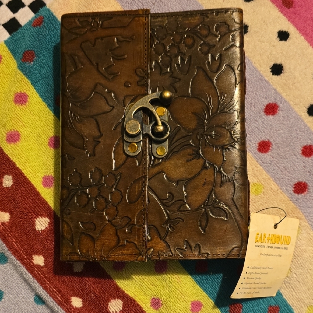 ♥️BUY 2 GET 1 FREE  Earthbound Leather Coptic Bound Journal "Garden Flower"